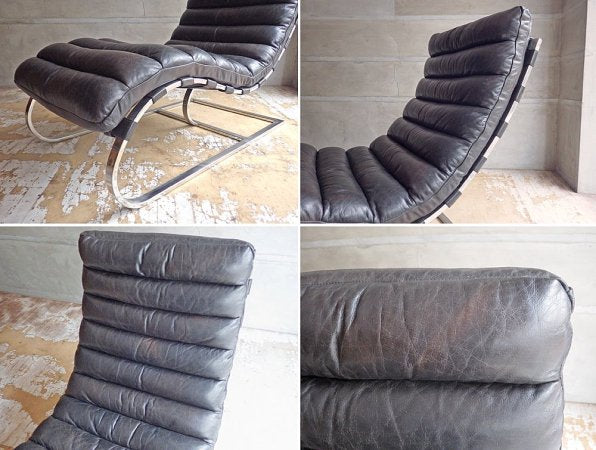 ハロ HALO ビルバオ デイベッド BILBAO DAYBED シェーズロング レザー 本革 OLD SADDLE BLACK ビンテージ加工 ブラック 定価約220,000円 ♪