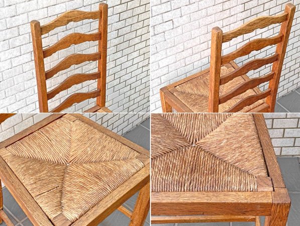 フランスビンテージ French Vintage ラダーバックチェア ladder back chair ダイニングチェア ラッシ編み ラッシシート A ■