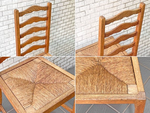 フランスビンテージ French Vintage ラダーバックチェア ladder back chair ダイニングチェア ラッシ編み ラッシシート B ■