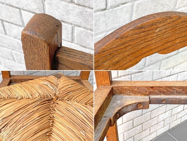 フランスビンテージ French Vintage ラダーバックチェア ladder back chair ダイニングチェア ラッシ編み ラッシシート B ■