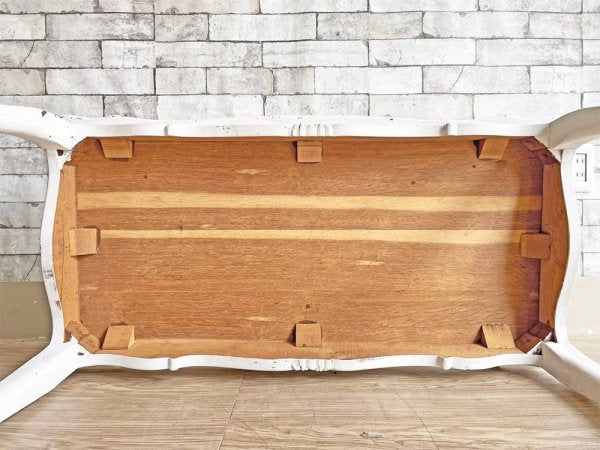 フレンチビンテージ French vintage ホワイトペイント センターテーブル ローテーブル 猫脚 ヨーロピアンクラシカル ●