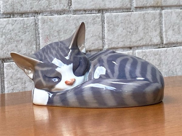 ロイヤルコペンハーゲン ROYAL COPENHAGEN 眠り猫 陶製 フィギュリン 置物 北欧 デンマーク ■