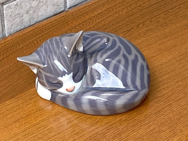 ロイヤルコペンハーゲン ROYAL COPENHAGEN 眠り猫 陶製 フィギュリン 置物 北欧 デンマーク ■