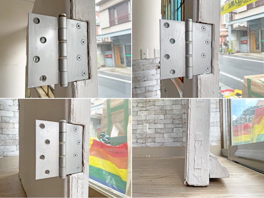 ヨーロピアンビンテージ European vintage シャビーシック 特大 ステンドガラス × 木製 ドア 建具 ホワイト アンティーク ●