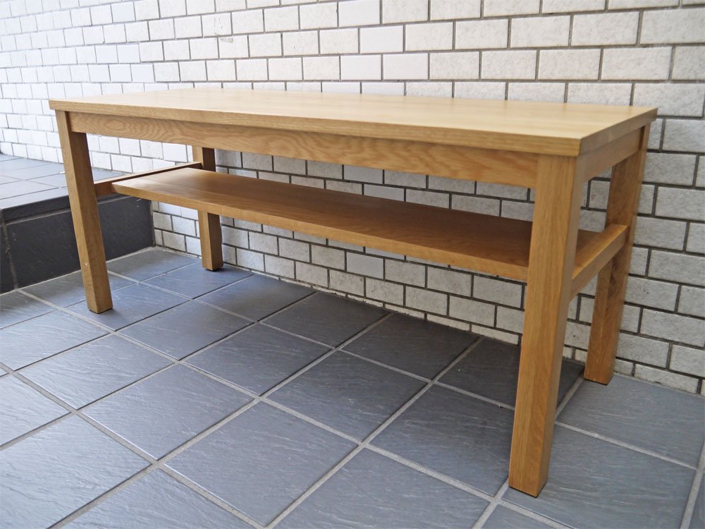 無印良品 MUJI 木製ベンチ ローテーブル オーク無垢材  板座 ナチュラル ■