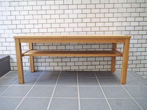 無印良品 MUJI 木製ベンチ ローテーブル オーク無垢材  板座 ナチュラル ■