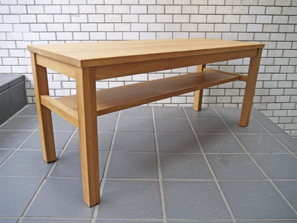 無印良品 MUJI 木製ベンチ ローテーブル オーク無垢材  板座 ナチュラル ■