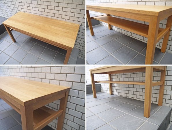 無印良品 MUJI 木製ベンチ ローテーブル オーク無垢材  板座 ナチュラル ■