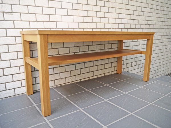 無印良品 MUJI 木製ベンチ ローテーブル オーク無垢材  板座 ナチュラル ■