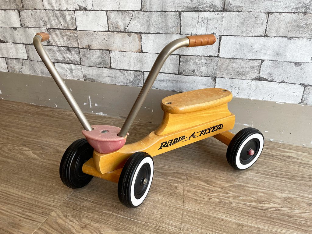 ラジオフライヤー RADIO FLYER 80's ビンテージ 木製 三輪車 キックバイク 乗用玩具 レアアイテム USA ●