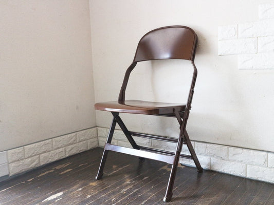 クラリン CLARIN オールスチール フォールディングチェア ALL STEEL FOLDING CHAIR エーシェイプ 折り畳み ブラウン B ◎