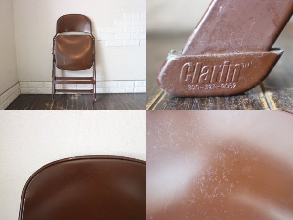 クラリン CLARIN オールスチール フォールディングチェア ALL STEEL FOLDING CHAIR エーシェイプ 折り畳み ブラウン B ◎