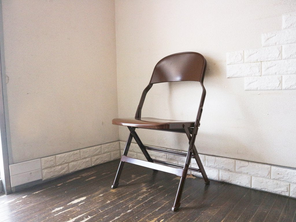 クラリン CLARIN オールスチール フォールディングチェア ALL STEEL FOLDING CHAIR エーシェイプ 折り畳み ブラウン A ◎