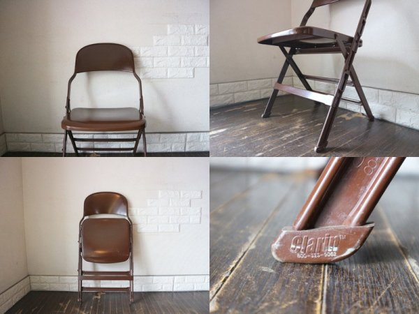 クラリン CLARIN オールスチール フォールディングチェア ALL STEEL FOLDING CHAIR エーシェイプ 折り畳み ブラウン A ◎