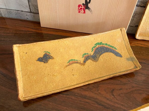 番浦史郎 遠山文 六枚 長皿 陶芸家 共箱 6枚セット ●