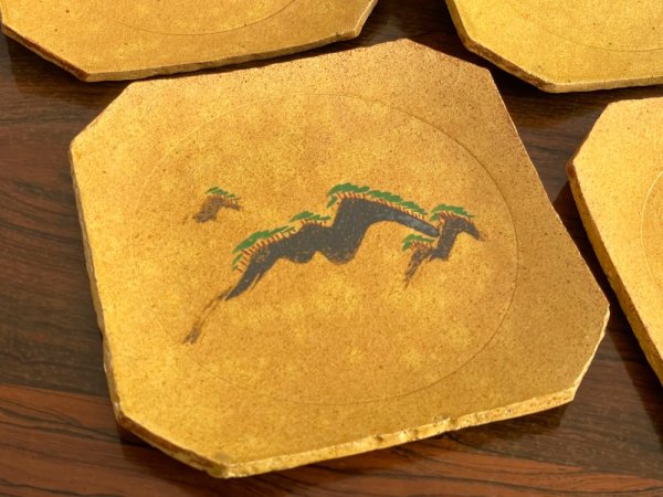 番浦史郎 遠山文 絵皿 陶芸家 共箱 6枚セット ●