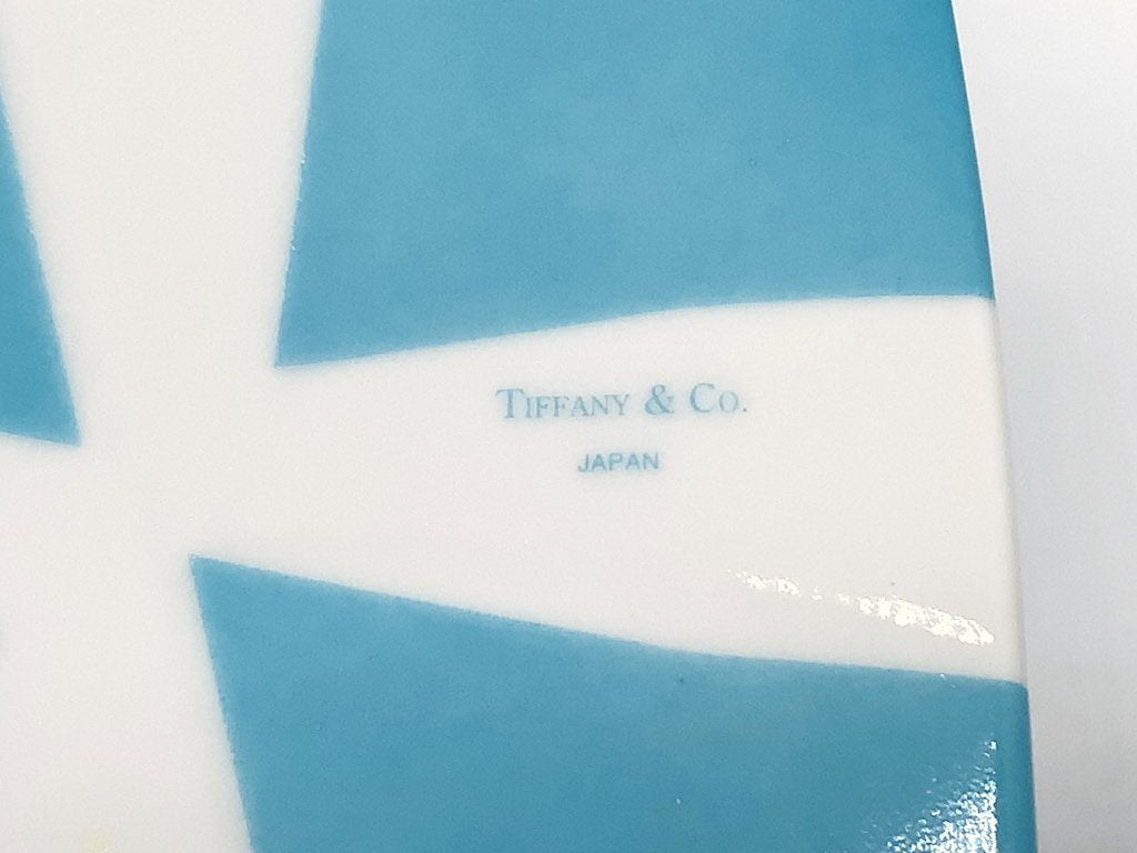 ティファニー Tiffany & Co. ブルーリボン ブルーボウ ボックス ラージサイズ 小物入れ 陶器 補修痕有 現状特価品 ●