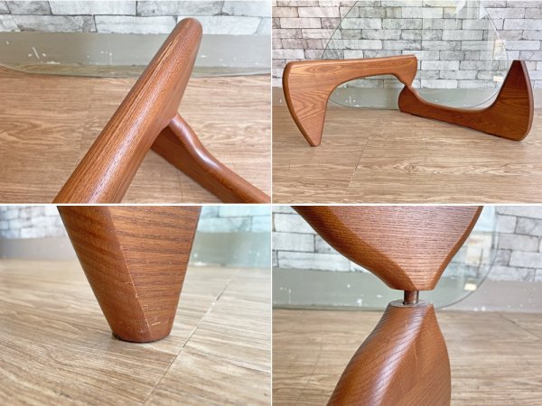 イサムノグチ Isamu Noguchi コーヒーテーブル Coffee Table ガラス天板厚1.5mm リプロダクト品 デザイナーズ家具 名作 ●