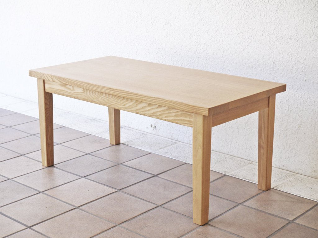 無印良品 MUJI タモ材 ローテーブル 幅90cm ナチュラル シンプル 廃番品 ◇