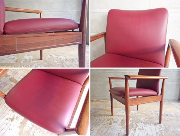 カド CADO No.209 ディプロマットチェア Diplomat Chair ラウンジチェア ローズウッド材 フィン・ユール Finn Juhl デンマーク 北欧ビンテージ ♪