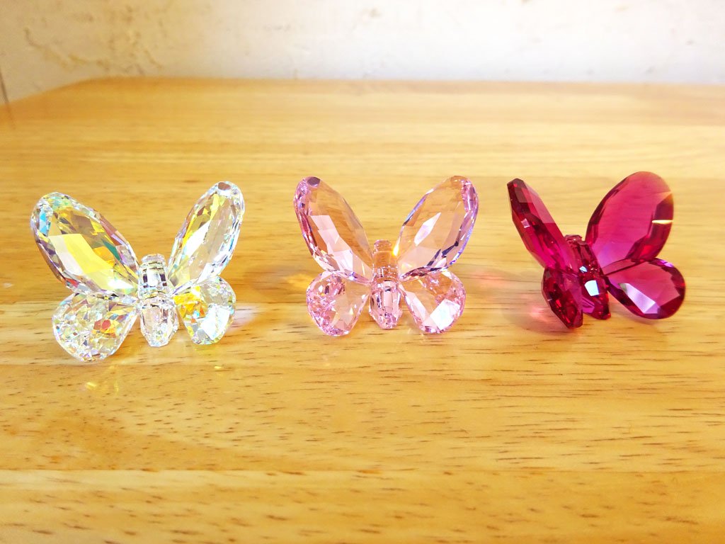 スワロフスキー Swarovski クリスタル バタフライ Cristal Butterfly 蝶 オブジェ フィギュリン 3色 未使用 ★