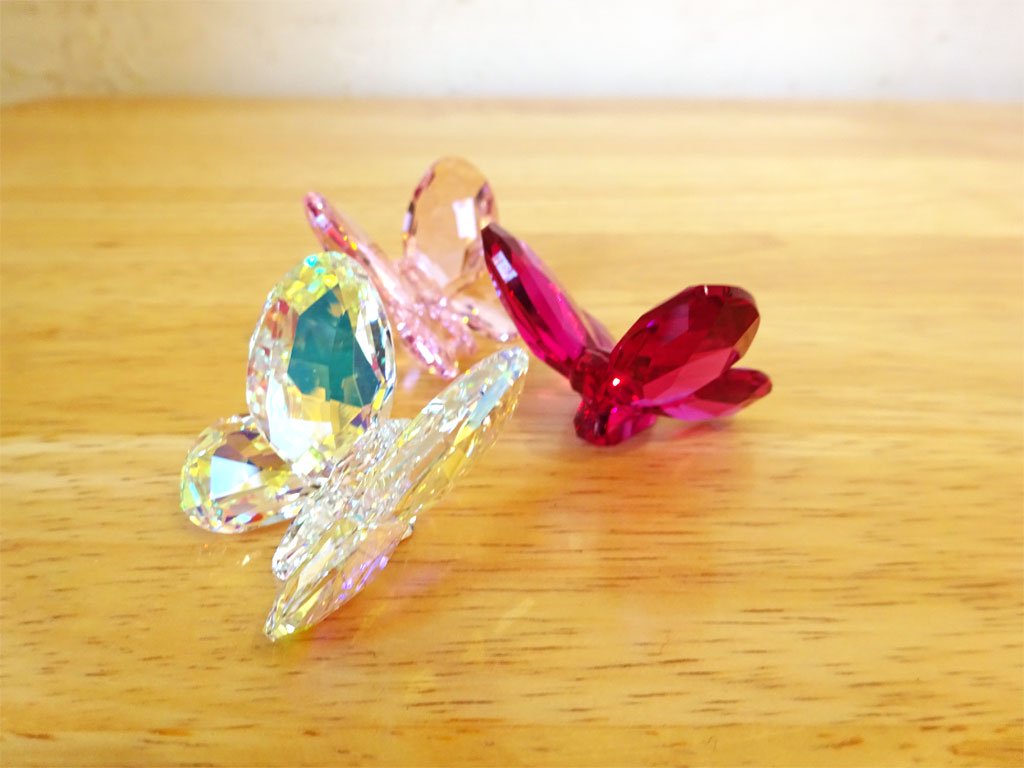 スワロフスキー Swarovski クリスタル バタフライ Cristal Butterfly 蝶 オブジェ フィギュリン 3色 未使用 ★