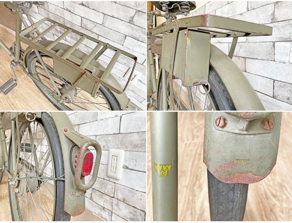 スウェーデンビンテージ Swedish Vintage モナーク MONARK 自転車 26インチ スウェーデン軍 ミリタリー 現状品 ディスプレイ用 インテリアとして ●