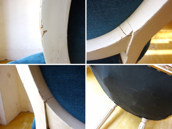 フランス アンティーク French antique ペイント サロンチェア Salon chair ダイニングチェア ベロアシート ★