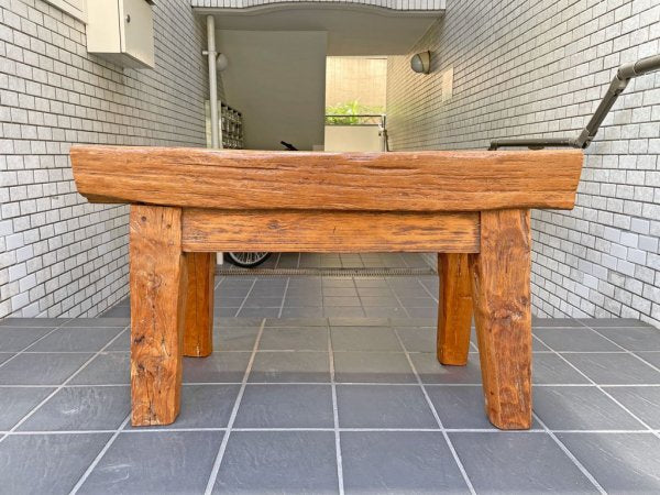 アジアンスタイル Asian Style ベンチ サイドテーブル 飾り台 チーク無垢材 古材 ■