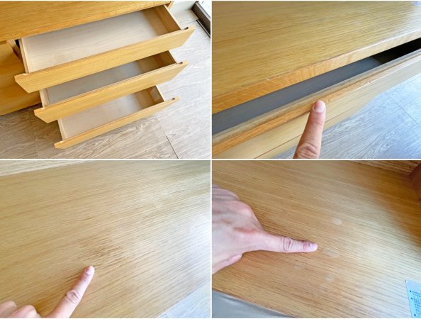 無印良品 MUJI 木製カップボード オーク材 食器棚 キャスターワゴン付 ナチュラルテイスト 定価79,900円 ●