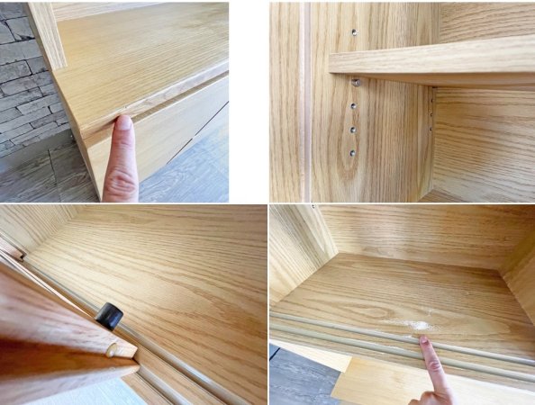 無印良品 MUJI 木製カップボード オーク材 食器棚 キャスターワゴン付 ナチュラルテイスト 定価79,900円 ●