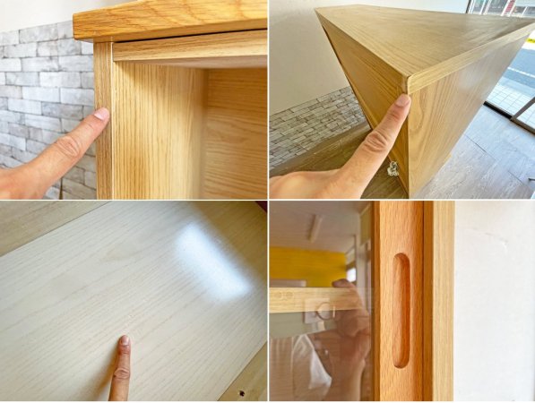 無印良品 MUJI 木製カップボード オーク材 食器棚 キャスターワゴン付 ナチュラルテイスト 定価79,900円 ●