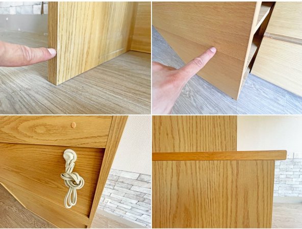 無印良品 MUJI 木製カップボード オーク材 食器棚 キャスターワゴン付 ナチュラルテイスト 定価79,900円 ●