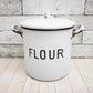 UKビンテージ UK Vintage ホーロー缶 キャニスター フラワー FLOUR エナメル 保存容器 取手付き ●