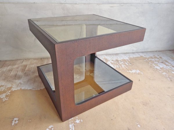 モーダエンカーサ moda en casa ダイス dice 50 coffee table コーヒーテーブル サイドテーブル ダークブラウン ミラーガラス ♪