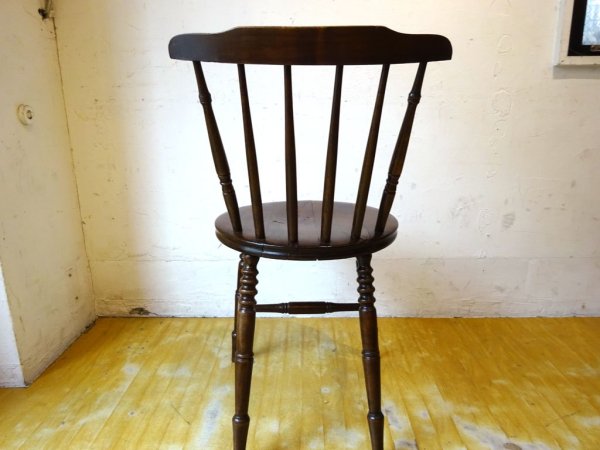 アンティーク スピンドルバック ダイニングチェア スポークバック サイドチェア ニレ無垢材 楡 ラウンドシート Antique Chair ★