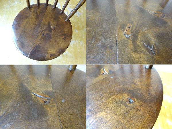 アンティーク スピンドルバック ダイニングチェア スポークバック サイドチェア ニレ無垢材 楡 ラウンドシート Antique Chair ★
