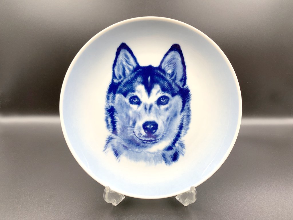 トーブ スペンセン トーブ スヴェンセン Tove Svendsen ドッグプレート ウォールプレート 絵皿 シベリアンハスキー 犬 ブルー 北欧 デンマーク ◎