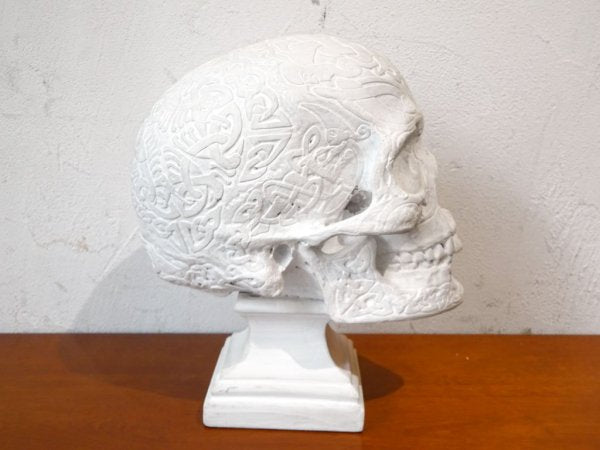 アート＆コマースプロモート ATR＆COMMERCE PROMOTED メダル付 アートスカル ART Skull 石膏 彫像 頭骨モチーフ ホームデコ ★