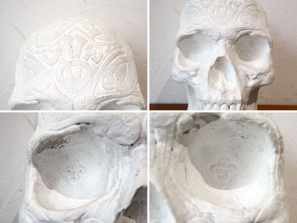 アート＆コマースプロモート ATR＆COMMERCE PROMOTED メダル付 アートスカル ART Skull 石膏 彫像 頭骨モチーフ ホームデコ ★