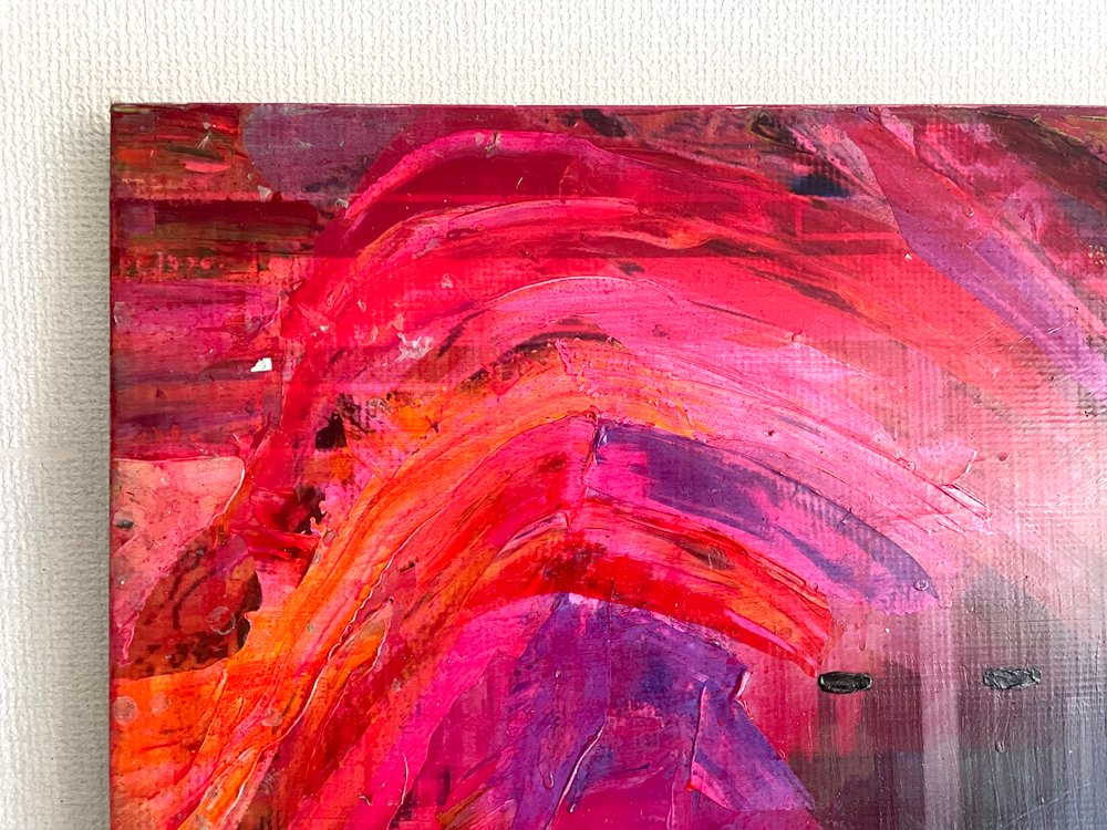unknown アクリル画 抽象画 絵画 大判サイズ 130×194cm アバンギャルド 現代アート 現状品 ●