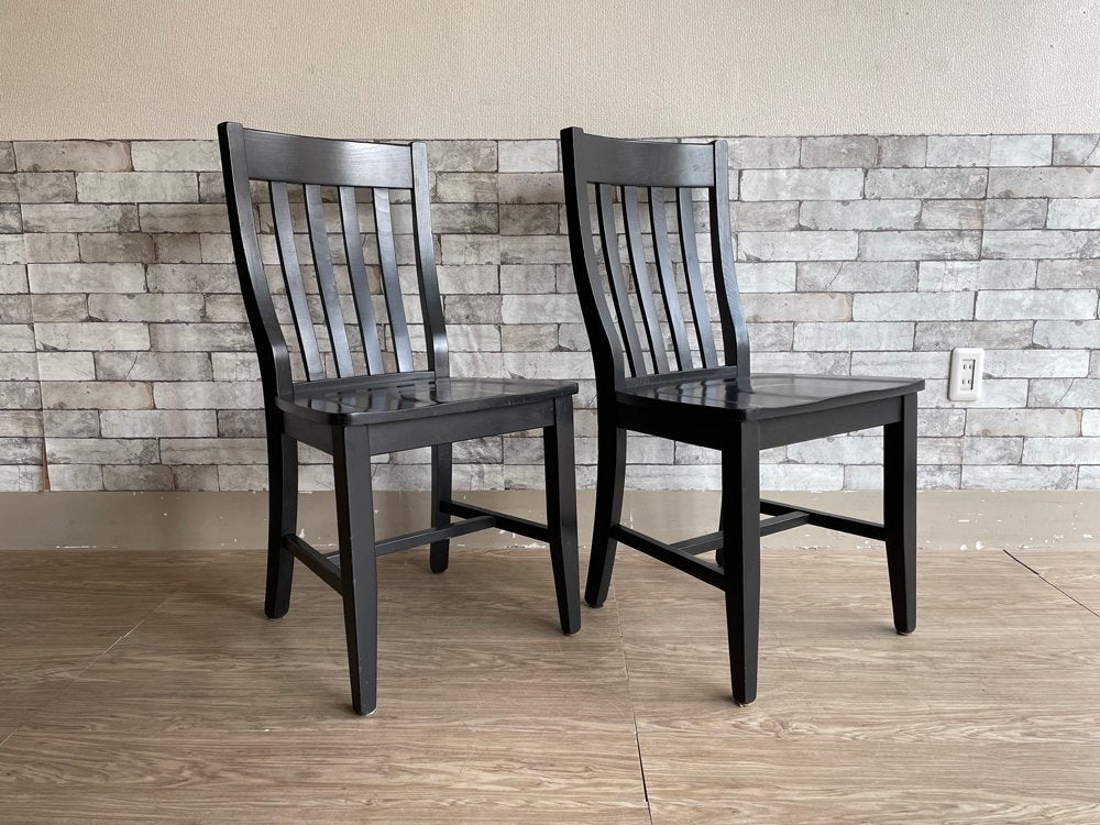 ポッタリーバーン Pottery Barn スクールハウスチェア Schoolhouse Chair ダイニングチェア ブラック 2脚セット A ●