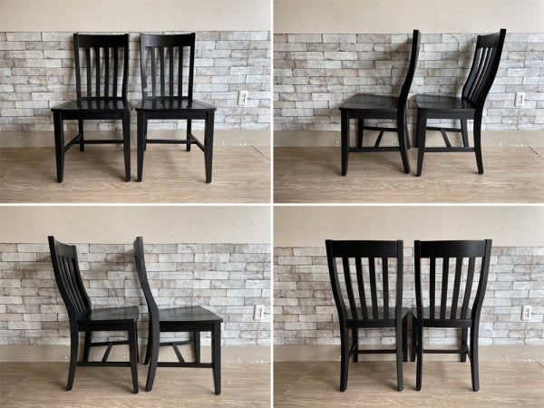 ポッタリーバーン Pottery Barn スクールハウスチェア Schoolhouse Chair ダイニングチェア ブラック 2脚セット A ●