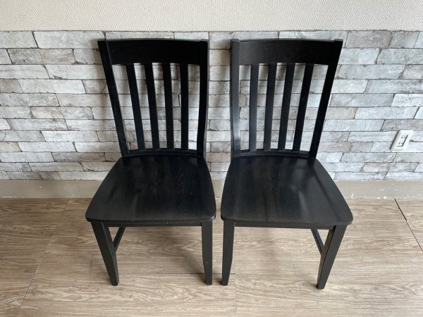 ポッタリーバーン Pottery Barn スクールハウスチェア Schoolhouse Chair ダイニングチェア ブラック 2脚セット A ●