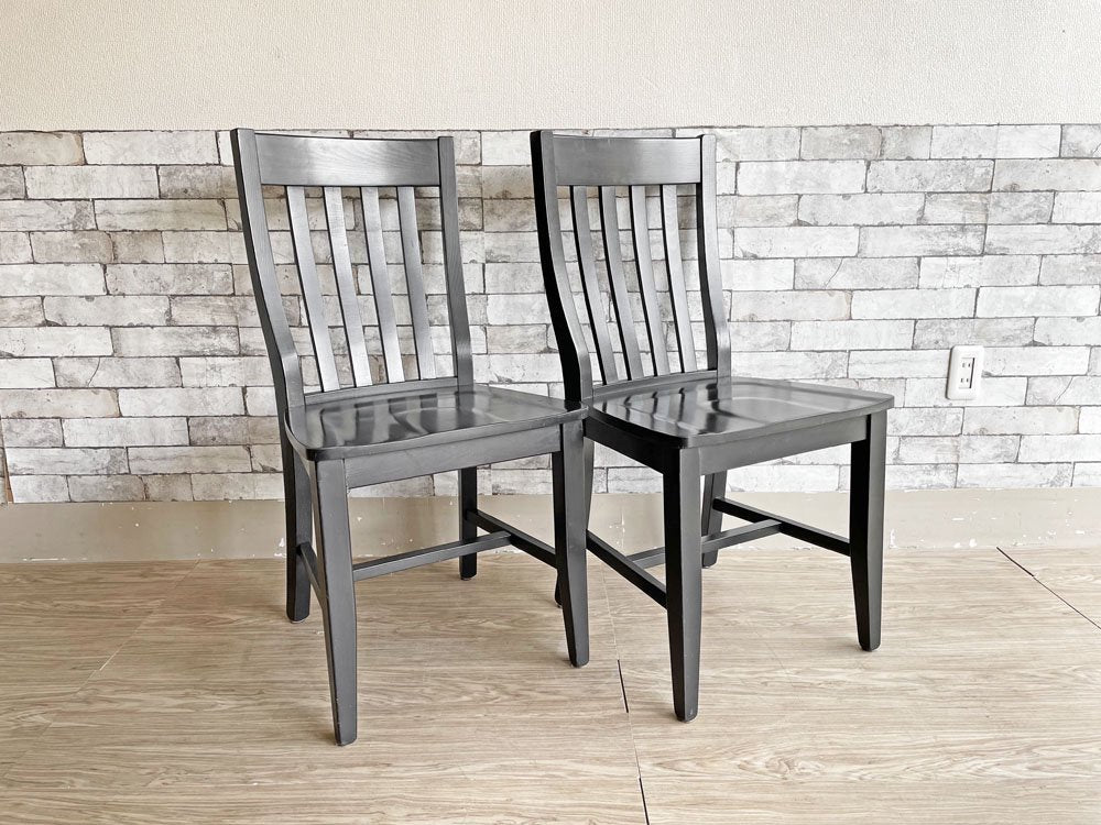 ポッタリーバーン Pottery Barn スクールハウスチェア Schoolhouse Chair ダイニングチェア ブラック 2脚セット B ●