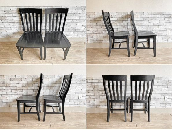 ポッタリーバーン Pottery Barn スクールハウスチェア Schoolhouse Chair ダイニングチェア ブラック 2脚セット B ●