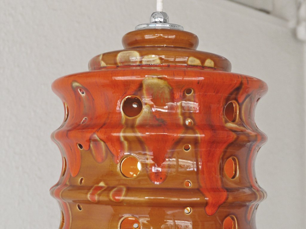 西ドイツ ビンテージ West German vintage ファットラバ Fat Lave 西ドイツセラミック ペンダントライト W.German art pottery 照明 陶器 希少 ◇
