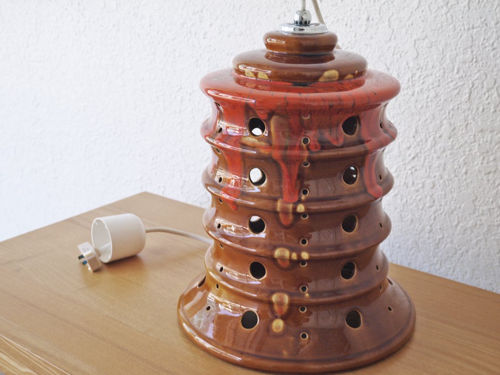 西ドイツ ビンテージ West German vintage ファットラバ Fat Lave 西ドイツセラミック ペンダントライト W.German art pottery 照明 陶器 希少 ◇