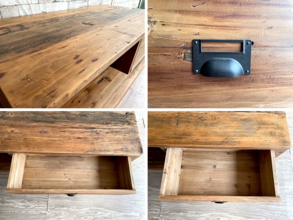 ノットアンティークス Knot antiques ワイドコーヒーテーブル WIDE COFFEE TABLE パイン古材 クラッシュゲート インダストリアル ￥57,200- ●