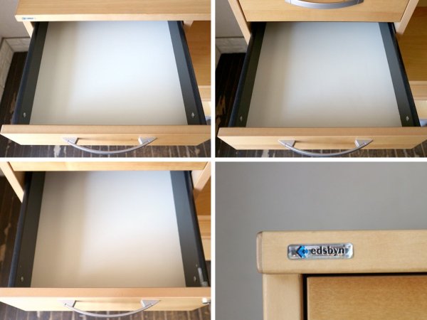 edsbyn office furniture ロールドア × 引き出し3段 ミドルキャビネット 蛇腹 鍵付 棚板欠品 ナチュラル オフィス家具 北欧 スウェーデン ◎